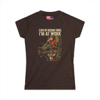 "Shhh My husband thinks I'm at work" Softstyle Crew Tee