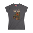 "Shhh My husband thinks I'm at work" Softstyle Crew Tee