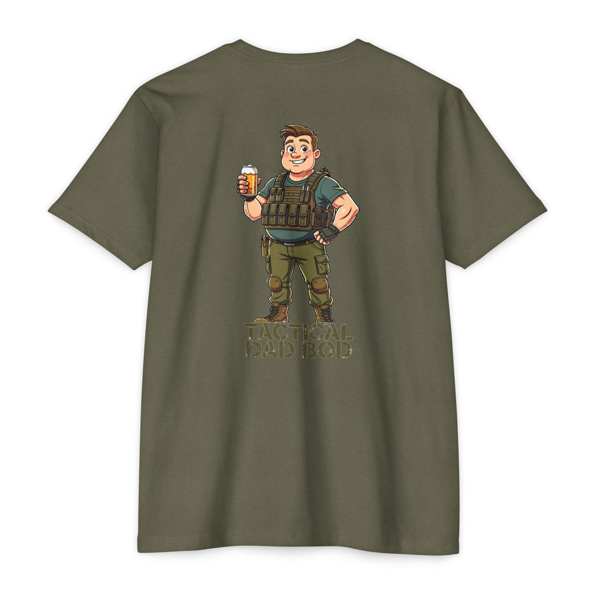 Tactical Dad Bod T-Shirt — Military Dad Beer Graphic Chest Patch